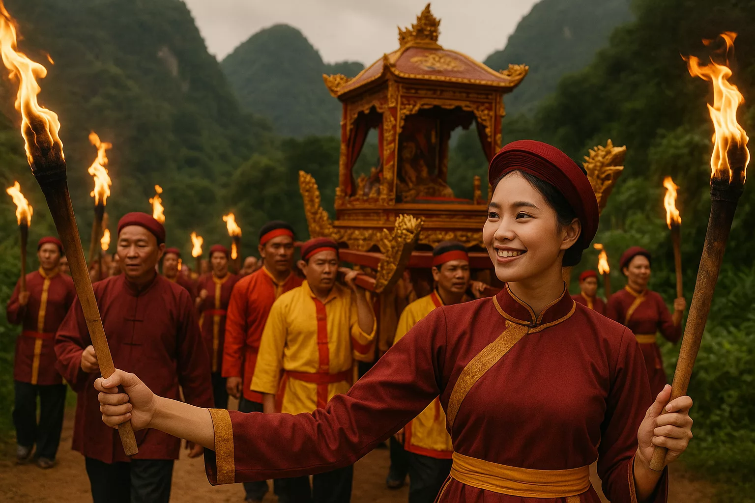 Lễ hội đền Đuổm với nghi thức rước đuốc truyền thống
